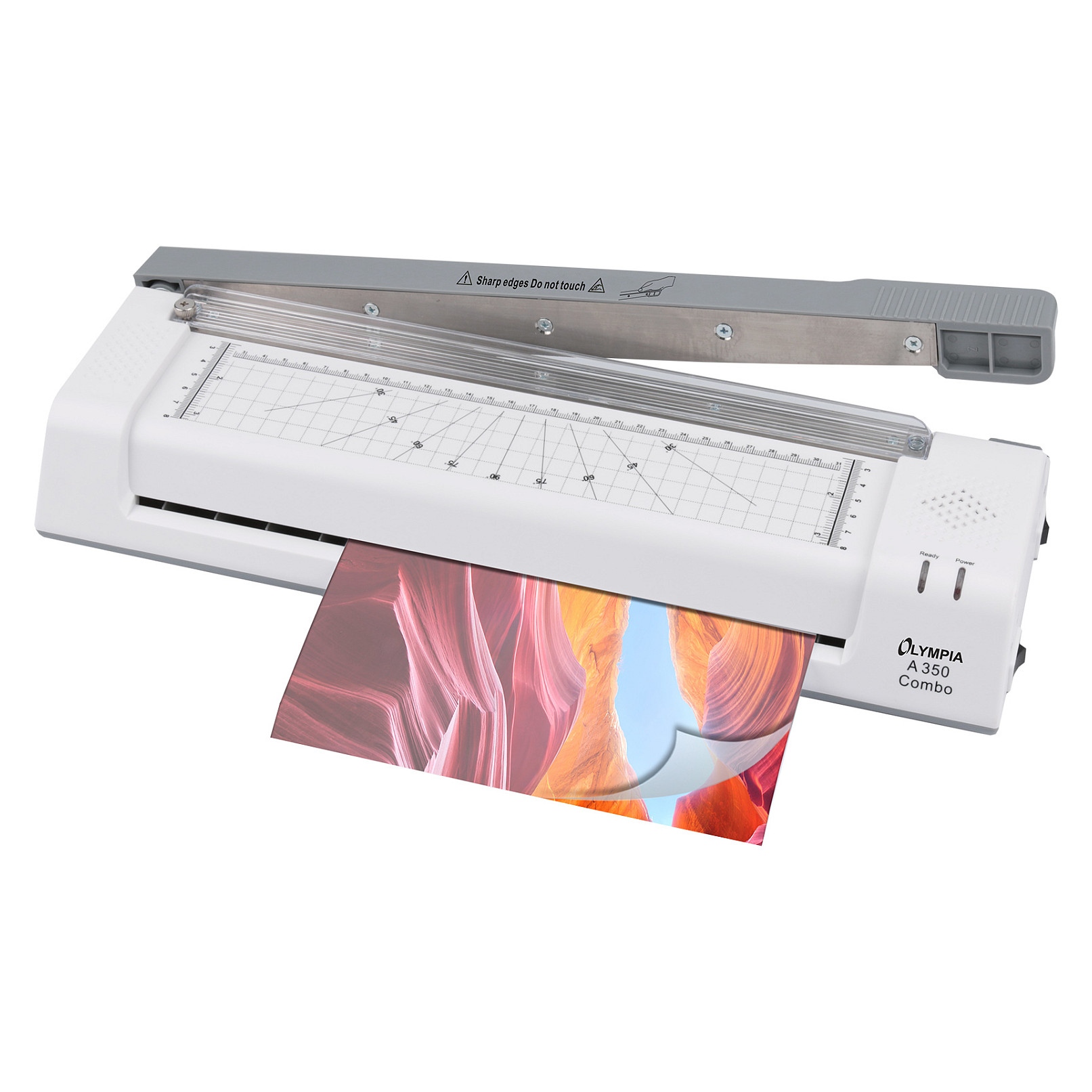 Laminator Olympia A 350 Combo, A3, Hot & Cold, 330mm, 250mm/min, 75–125µm + Prerës + Rrumbullakues qoshe - Bardhë