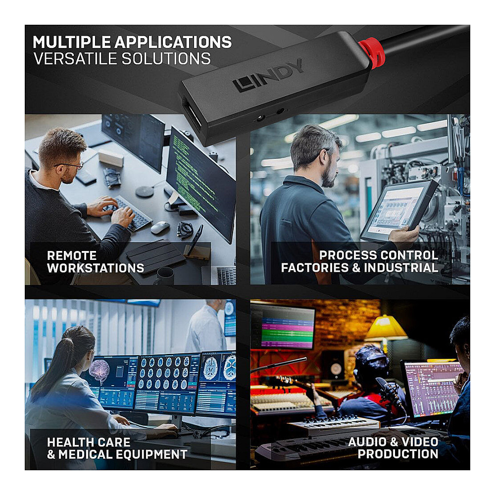 Kabllo USB LINDY 43401, USB 3.0, USB-A Mashkull në USB-A Femër, 5Gbps, 5m - Zezë 5