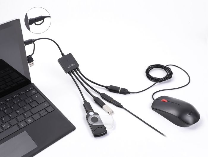 Hub USB DeLOCK 64375, 2x USB-A, 2x USB-C, 5Gbps, USB-C ose USB-A - Zezë 2