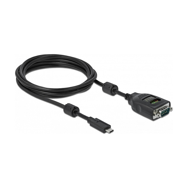 Kabllo USB DeLOCK 90414 / USB Type-C në Serial RS-232 / DB9 / FTDI / 460.8 Kbps / 9 LED / 2 m - Zezë 3