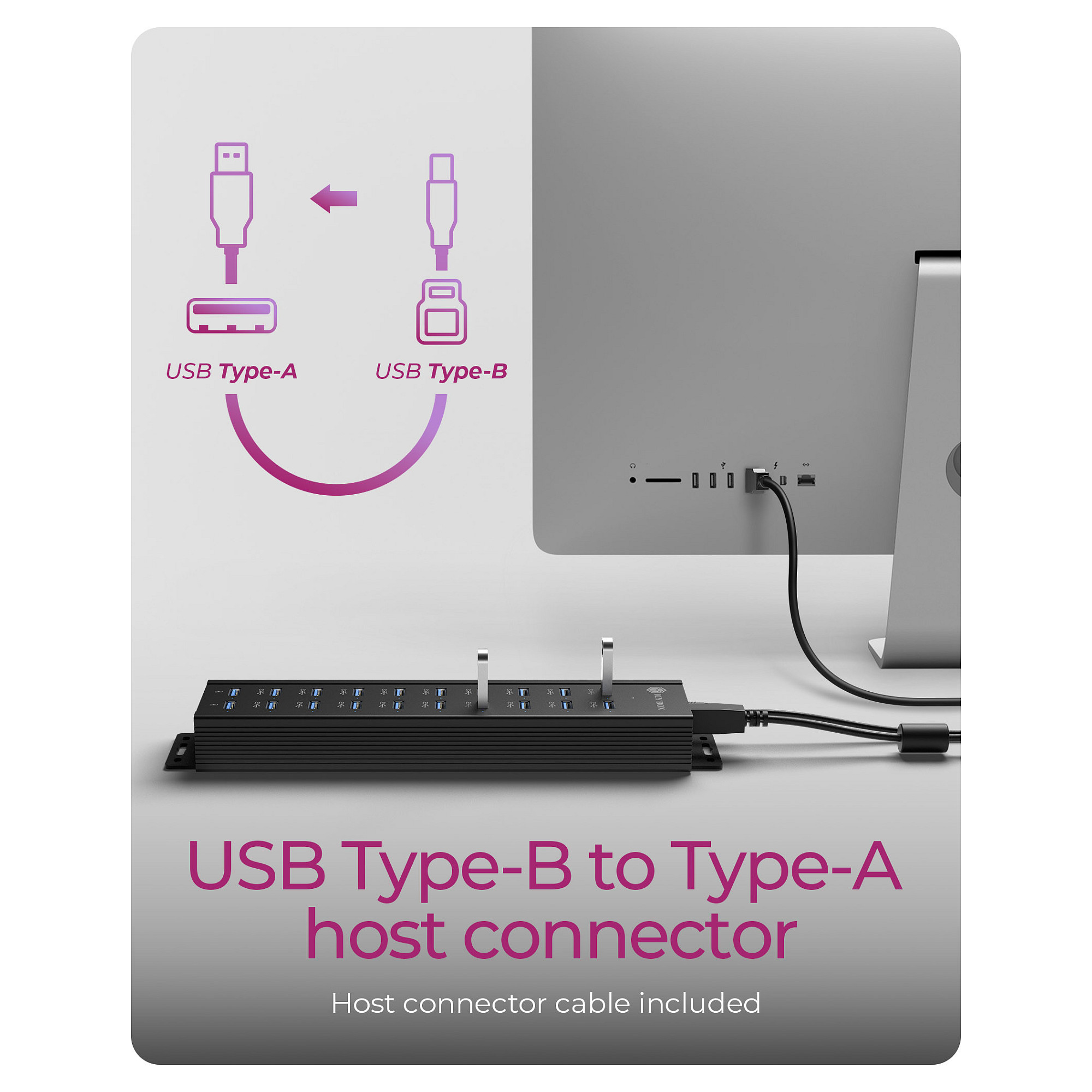 Hub ICY BOX IB-HUB1720-U3, 18x USB-A 3.2 Gen 1, 2x USB-A për karikim, 5Gbps, 15W, USB-B - Zezë 6