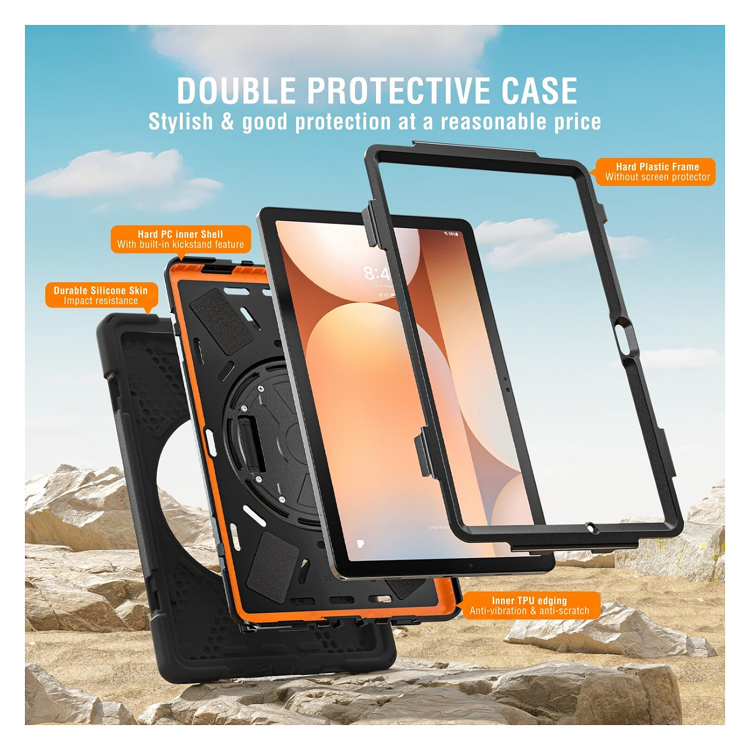 Aksesor për Tablet 4smarts Rugged Case Grip 541749 / Samsung Galaxy Tab A11 / 8.7" / PC + TPU / Stand 360° – Zezë 2