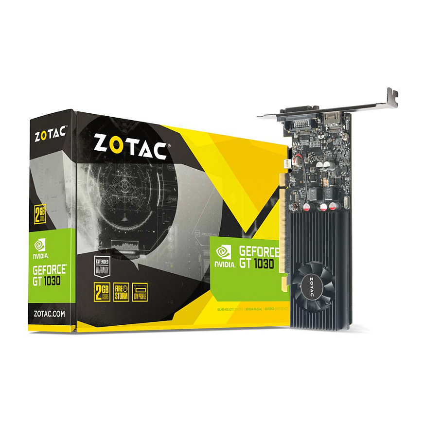 Kartë Grafike NVIDIA ZOTAC GeForce GT 1030 Low Profile / 2GB GDDR5 / PCIe 3.0 / Single Fan – Zezë