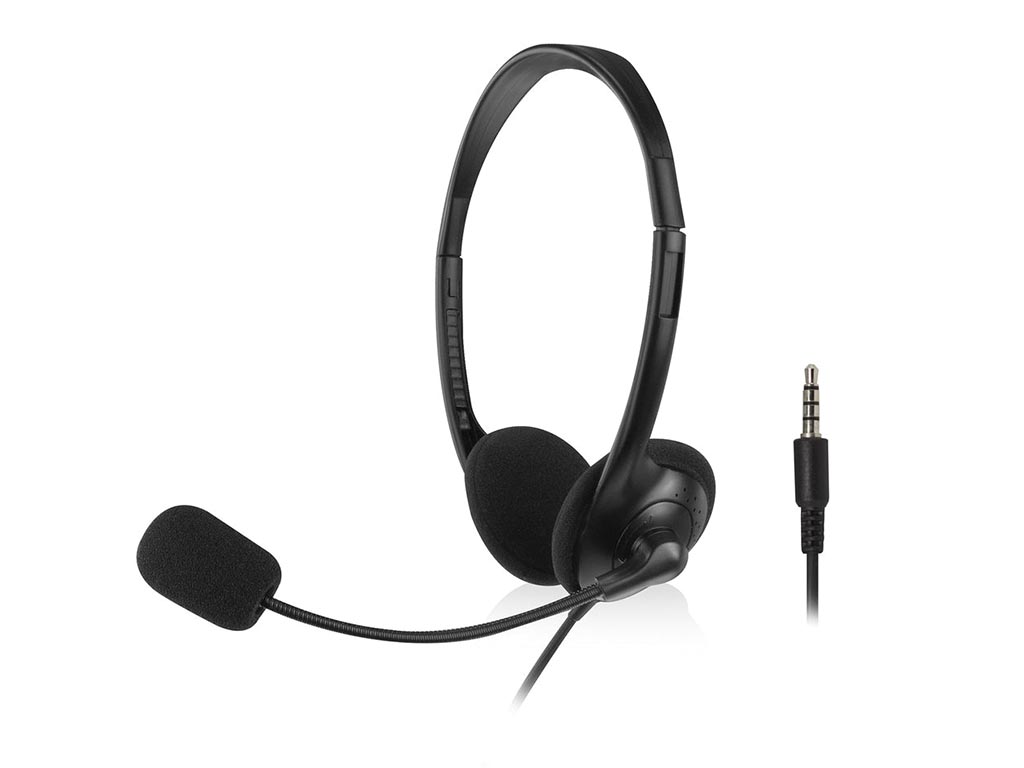 Kufje me Kabllo ACT AC9330, On-Ear, Stereo, 3.5mm, Mikrofon, Kabllo 1.8m - Zezë