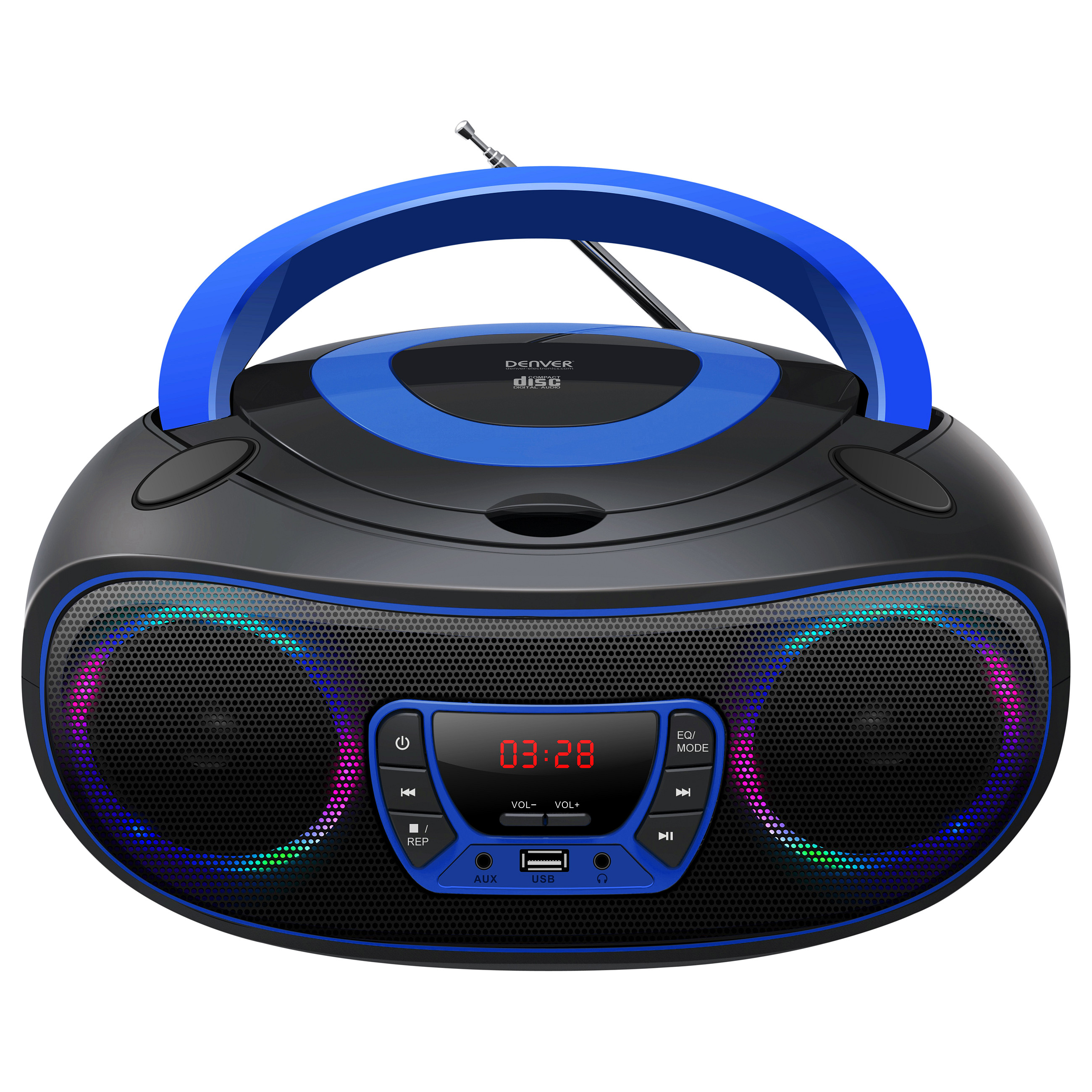 CD Player portativ Denver TCL-212BT, Bluetooth, FM, 4W, Jack 3.5 mm - Zezë dhe Blu 2