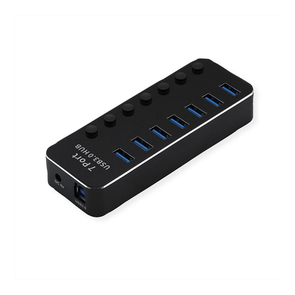 Hub ROLINE 14.02.5057, 7x USB-A, USB 3.2 Gen 1, 5Gbps, Ndërprerës Individual - Zezë 2