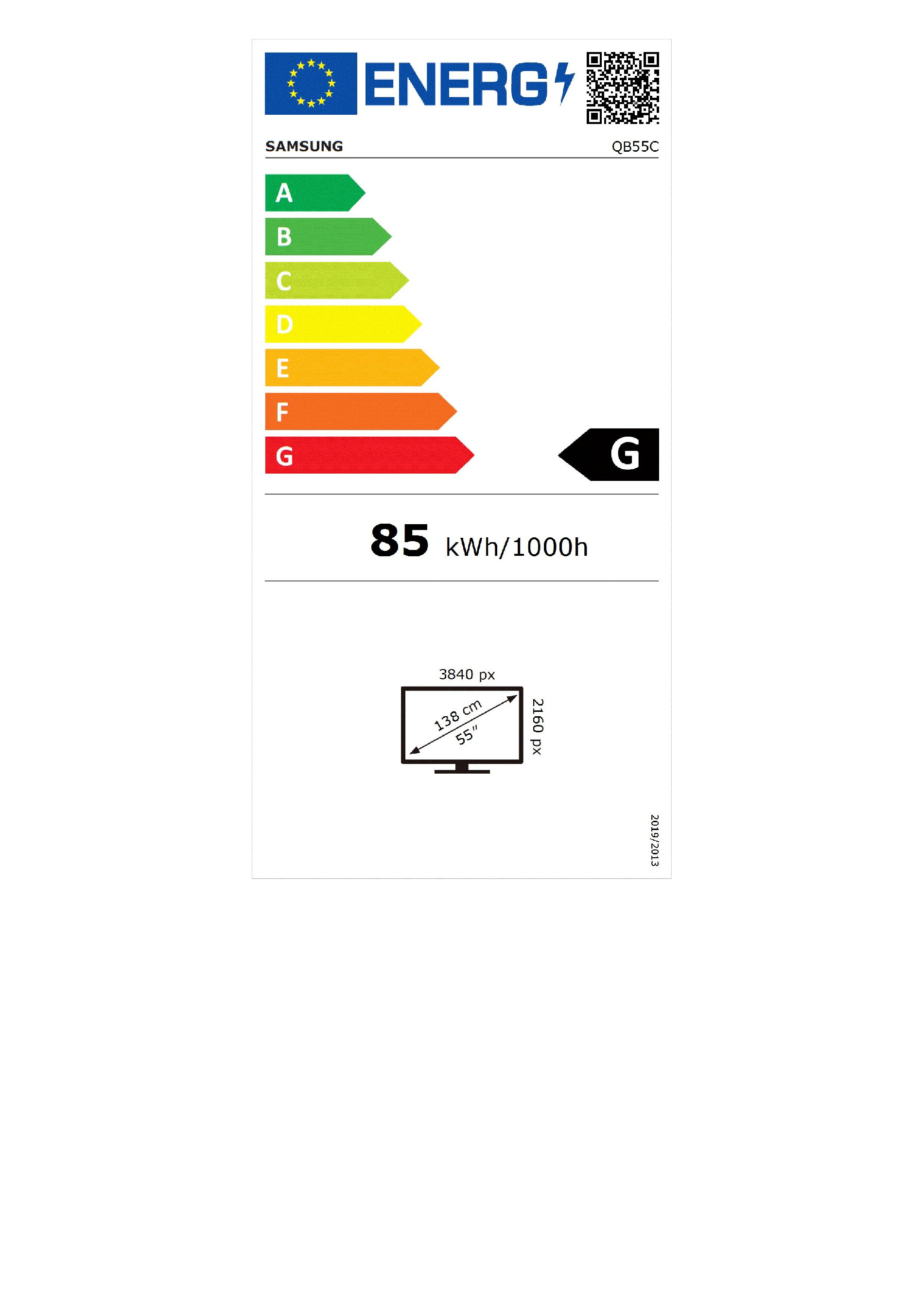 Televizor 4K Ultra HD SAMSUNG 138cm/55" (3840x2160) Samsung LH55QBCEBGCXEN 16:9 4K UHD VA 8ms 60Hz 16/7 Digital Signage HDMI DVI USB TizenOS Zi 10