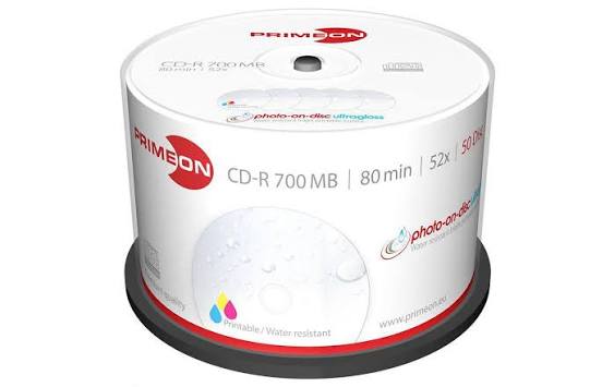 CD PRIMEON CD-R 700MB, 52x, Printable Inkjet Ultragloss, 50 Copë