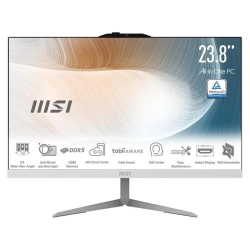 AIO MSI Modern AM242 1M-2222EU, Core 3 100U, 8GB DDR5, 512GB, 23.8" FHD IPS, Intel Graphics, Maus - Bardhë