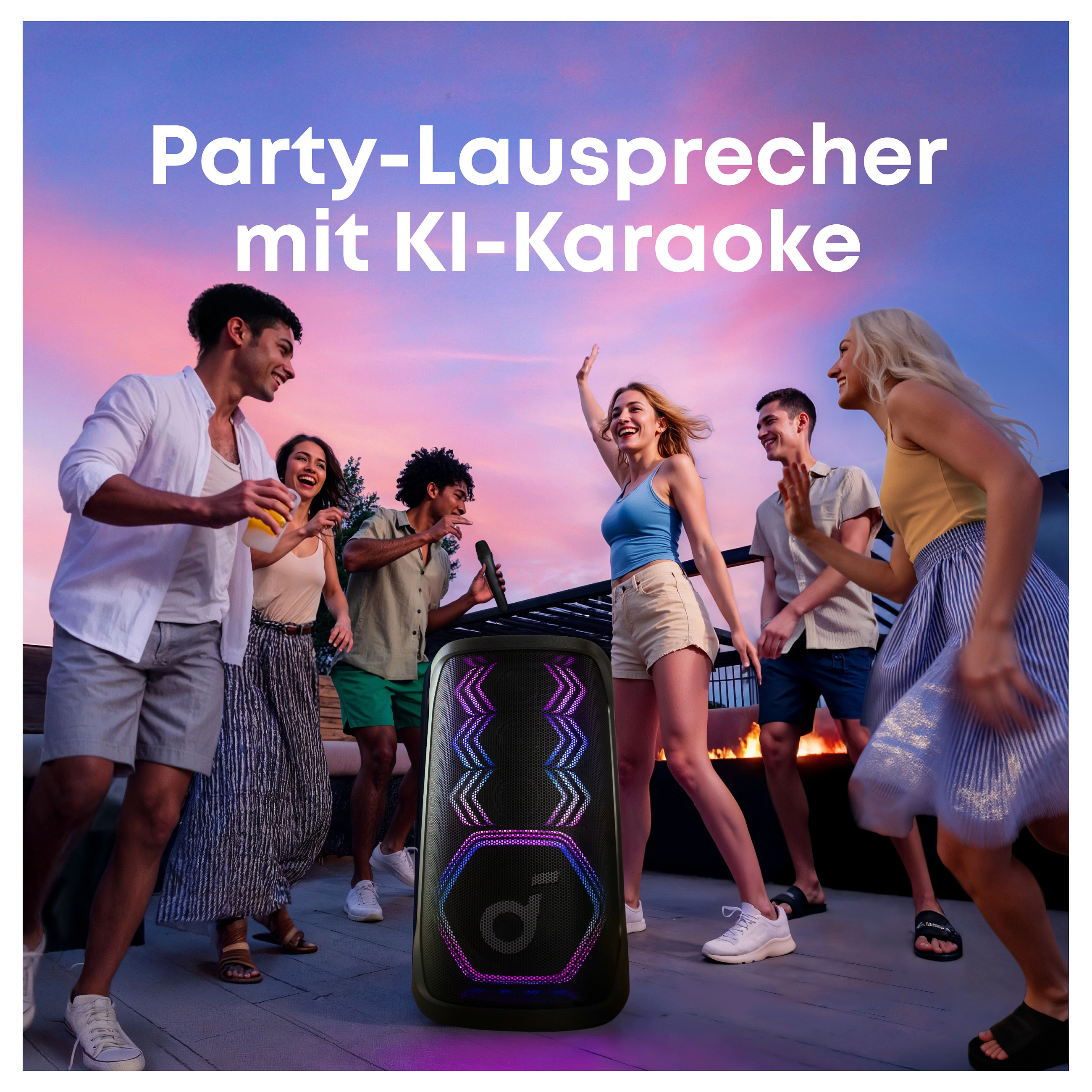 Altoparlant për festa Soundcore Rave 3S, 200 W, Bluetooth 5.3, Woofer 6.5", 3 altoparlantë 2.5", 2 mikrofona pa kabllo, drita LED, IPX4, autonomi deri në 12 orë - Zezë 2