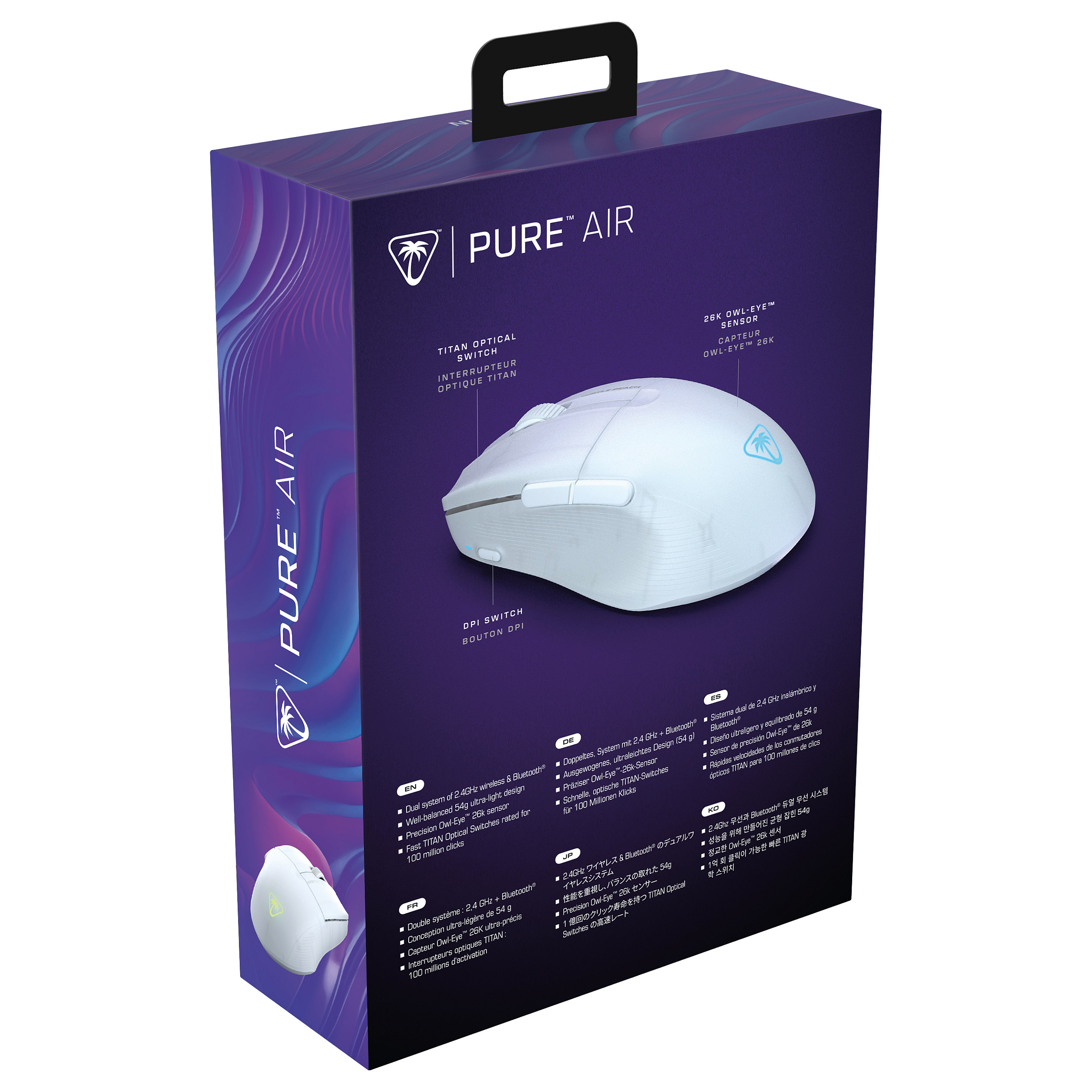 Maus Gaming Turtle Beach Pure Air / Wireless / Owl-Eye / 26.000 DPI / 1000Hz / 2.4 GHz + Bluetooth / RGB - Bardhë 10