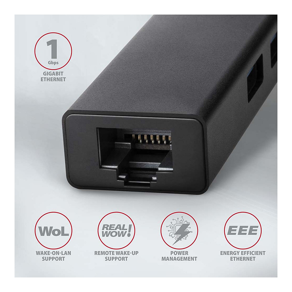 Hub USB-A AXAGON HMA-GL3A, 3× USB-A 5Gbps, Gigabit Ethernet, microSD - Zezë 3