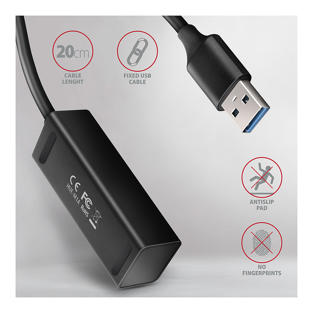 Hub USB-A AXAGON HUE-M1A, 4x USB-A, USB 3.2 Gen 1, 5Gbps, kabllo 20 cm - Zezë 4
