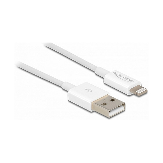 Kabllo USB DeLOCK 83000, USB-A në Lightning, 1m, USB 2.0, 3A - Bardhë