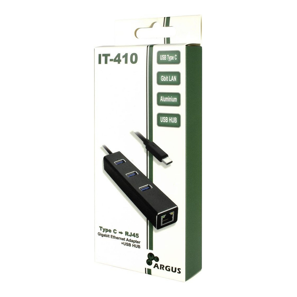 HUB USB-C HUB 3-Porte Inter-Tech Argus IT-410 1x RJ45 Gigabit Lan passiv 3