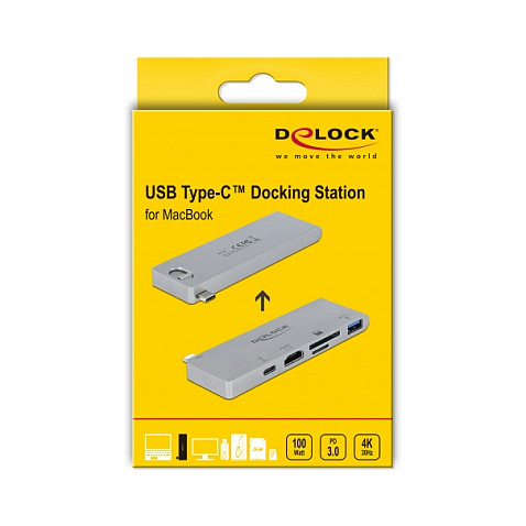 Docking Station për MacBook DeLOCK / 1xUSB‑C / 1xUSB-A / 1xHDMI / Card Reader - Gri thumbnail 4