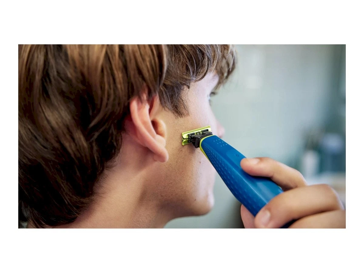 Teh zëvendësues për makinë rroje Philips OneBlade QP225/50 / Anti-Friction / Dual Protection / Contour-Following / 2 Copë - Gjelbër/Blu 4