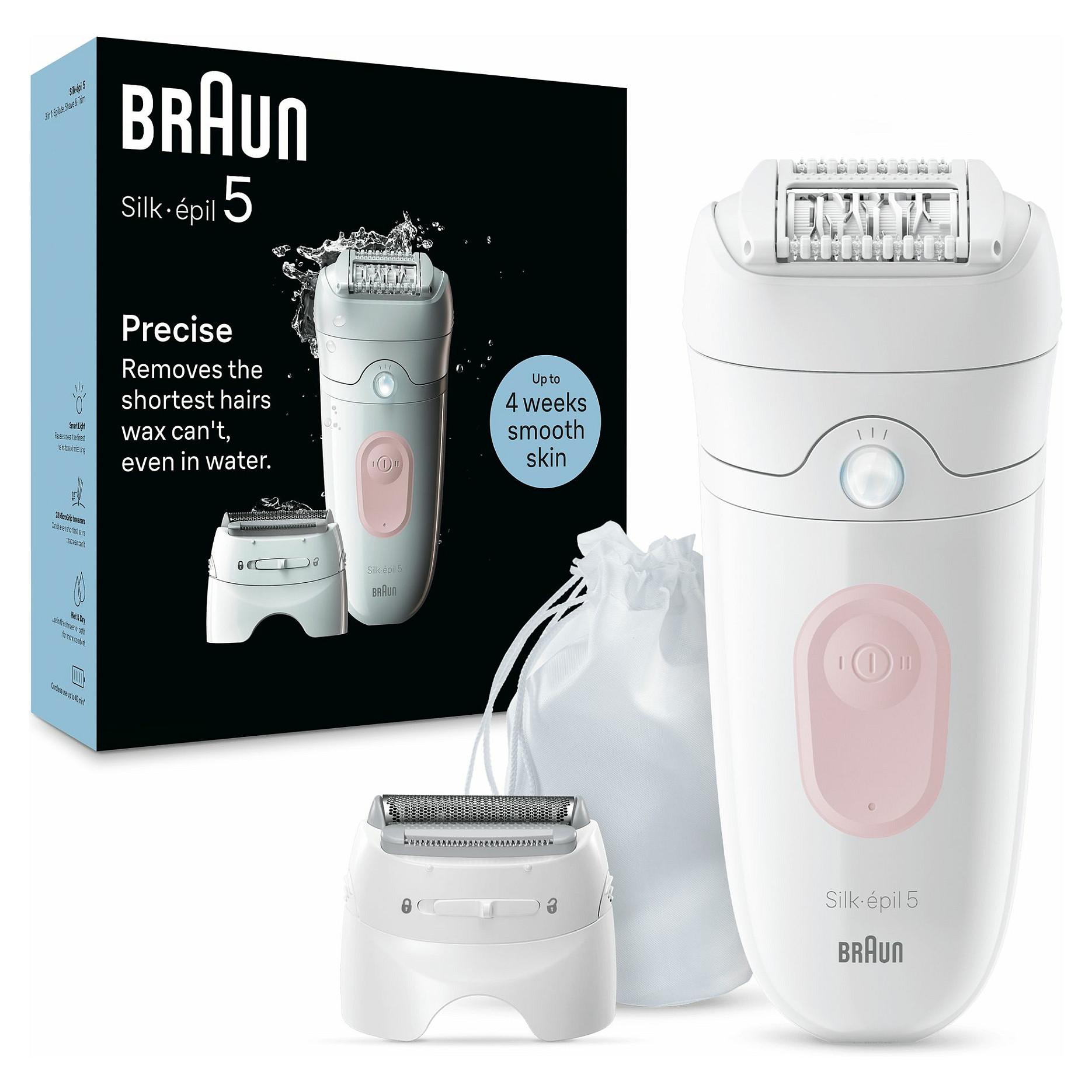 Depilator elektrik Braun Silk-épil 9 Flex 9-360 3D / 40 Pinceta / MicroGrip / Wet & Dry / 50 Min – Rozë/Bardhë 8