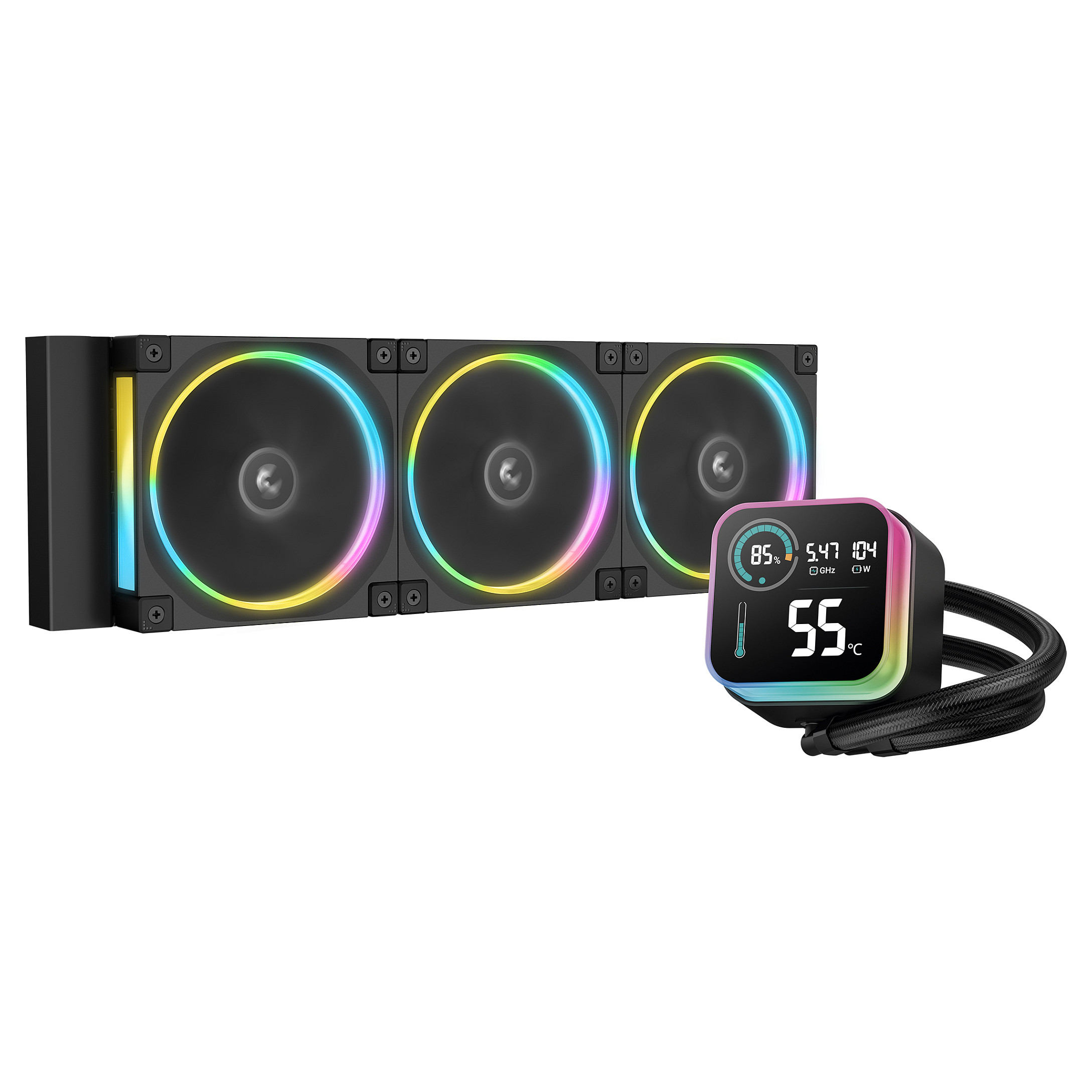 Ftohës për Procesor DeepCool LM360 / 360mm / 3x120mm ARGB / 2.4" IPS LCD - Zezë 6