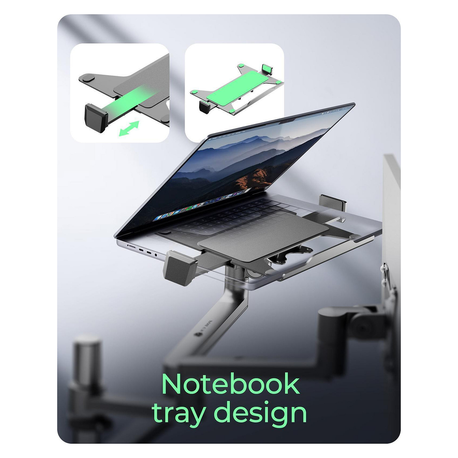 Mbajtëse për Monitor ICY BOX IB-MS622-T , 1 Monitor , 17–32" , deri 8kg , Mbajtëse për Laptop , VESA 75x75 & 100x100 - Zezë 4