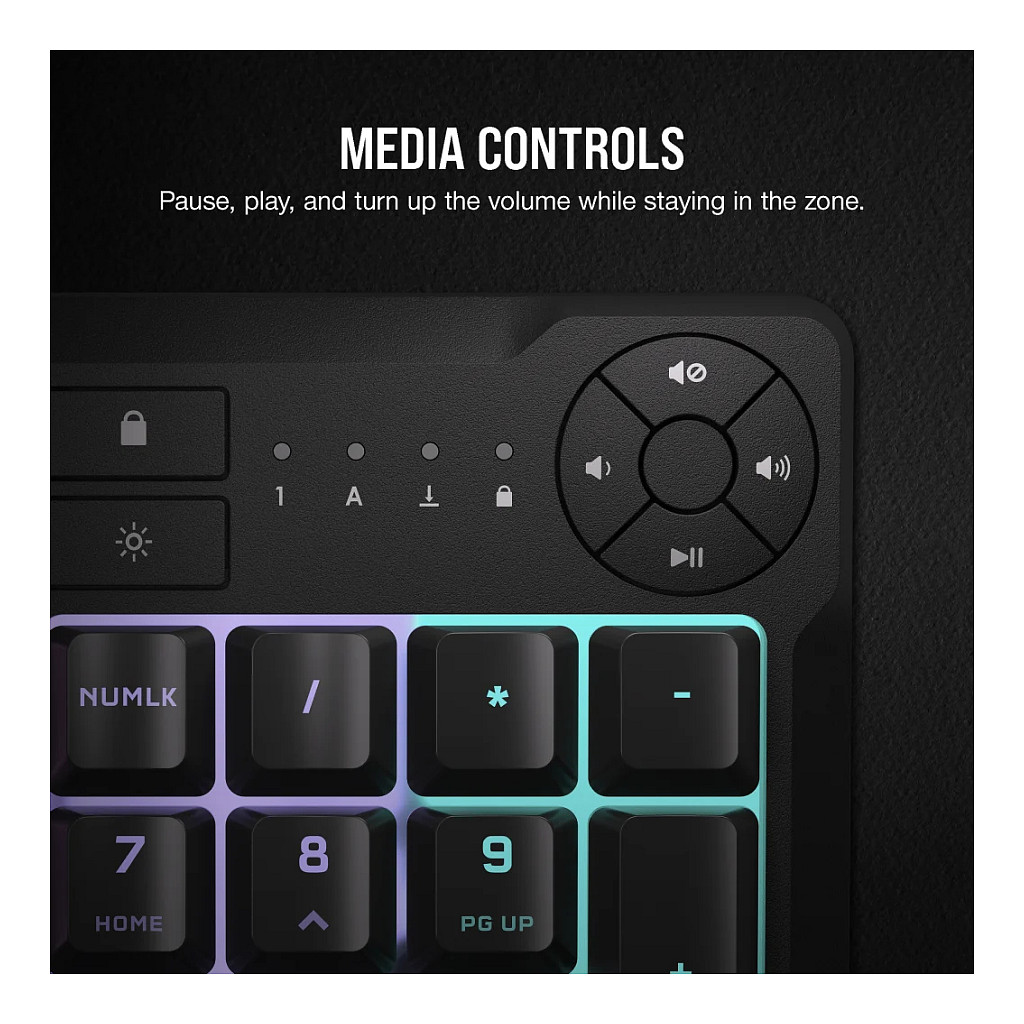 Tastierë Gaming Corsair K55 Core RGB / QWERTZ (DE) / Membrane / 110 Taste / 10-Zone RGB / 1000 Hz / 12-Key Rollover / 6 Makro / USB-A – Zezë 2