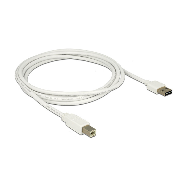 Kabllo USB DeLOCK 83687, USB 2.0, USB-A në USB-B, 2 m - Bardhë 2