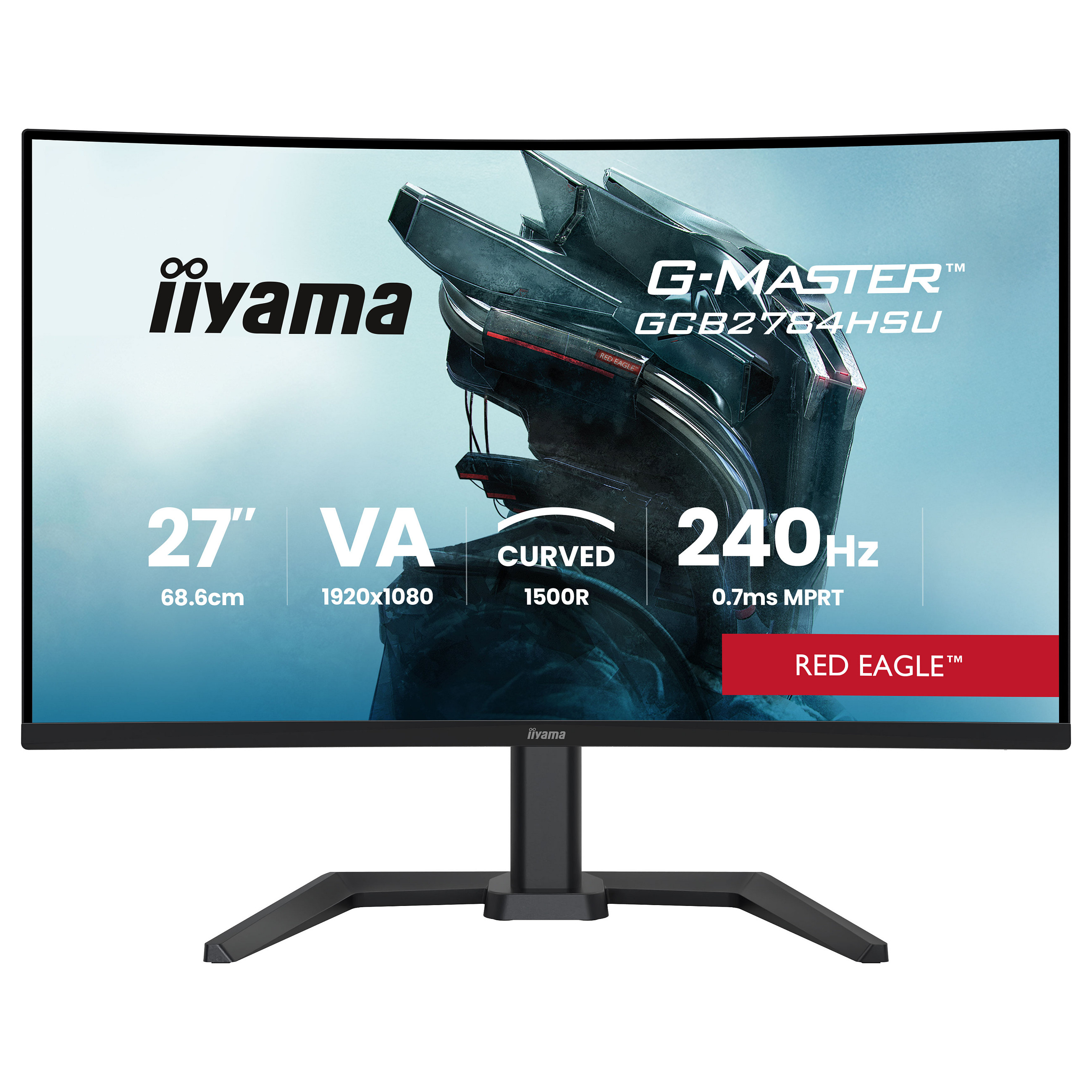 Monitor Gaming iiyama G-Master GCB2784HSU-B1 / 27"/ Full HD VA / Curved / 240Hz / 0.7ms / HDMI+USB+DP - Zezë