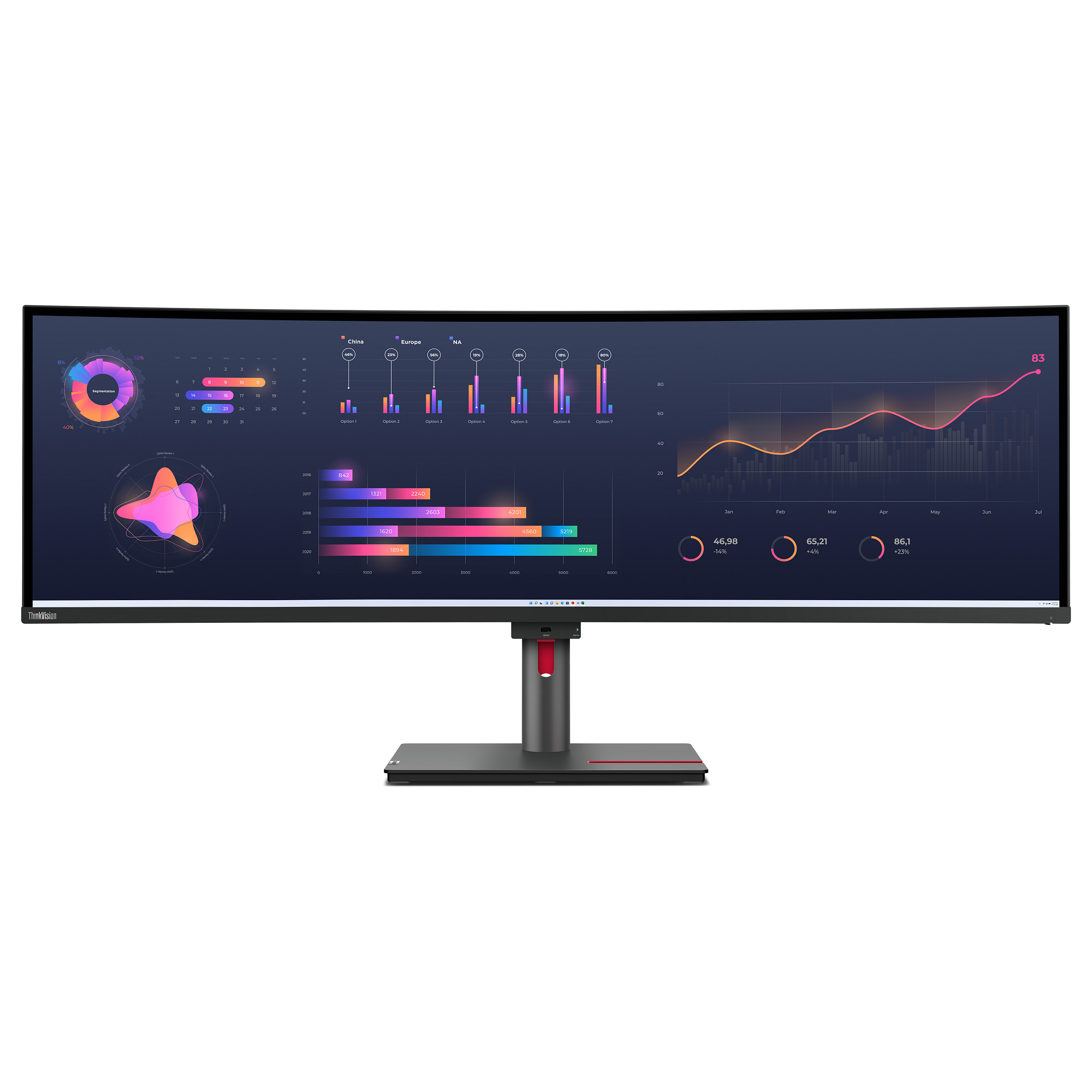 Monitor i lakuar Lenovo ThinkVision P49w-30 / 49" Dual Quad HD 60 Hz 6 ms IPS Curved / HDMI DP USB-C / e zezë