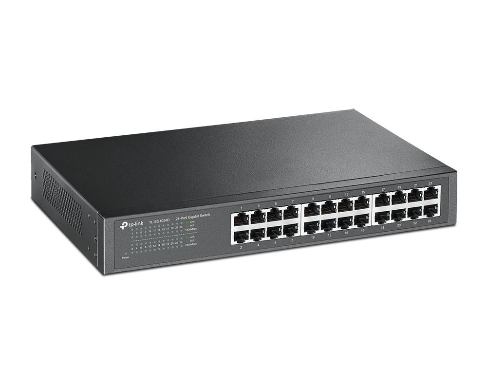 TP-Link TL-SG1024D 24-Port Gigabit Unmanaged Switch – 24× RJ45 10/100/1000Mbps, 48Gbps, Full/Half Duplex, Plug & Play, Desktop/Rackmount – E Zezë 2