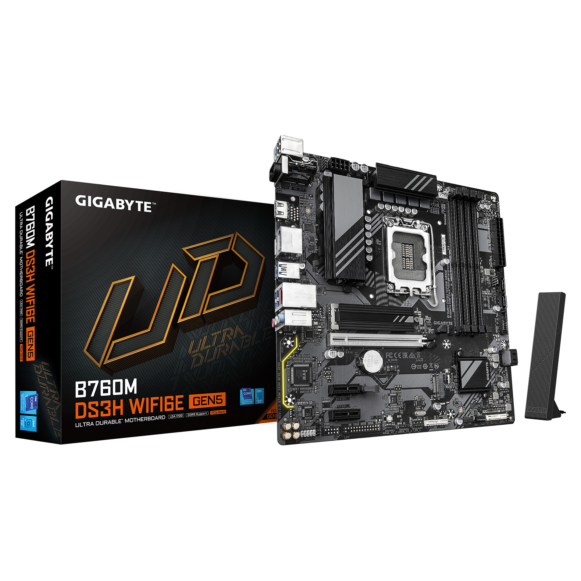 Pllakë Amë MB Intel Gigabyte B760M DS3H WF6E GEN5 / LGA 1700 / DDR5 / HDMI+DP