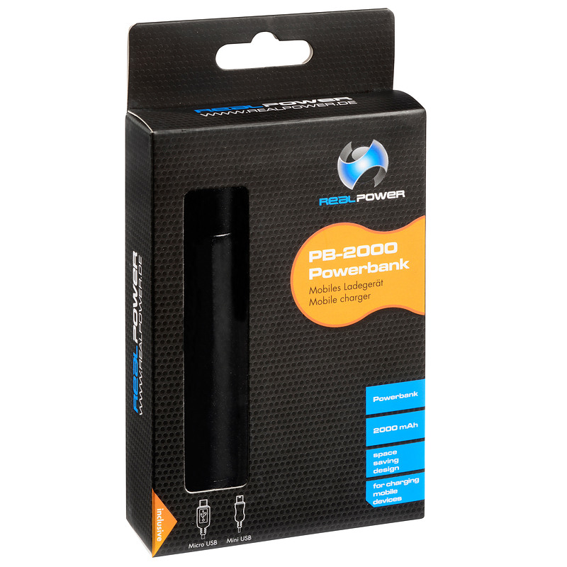Powerbank RealPower PB2000 / 2000mAh / USB-A / Micro-USB / 2.5W - Zezë thumbnail 2