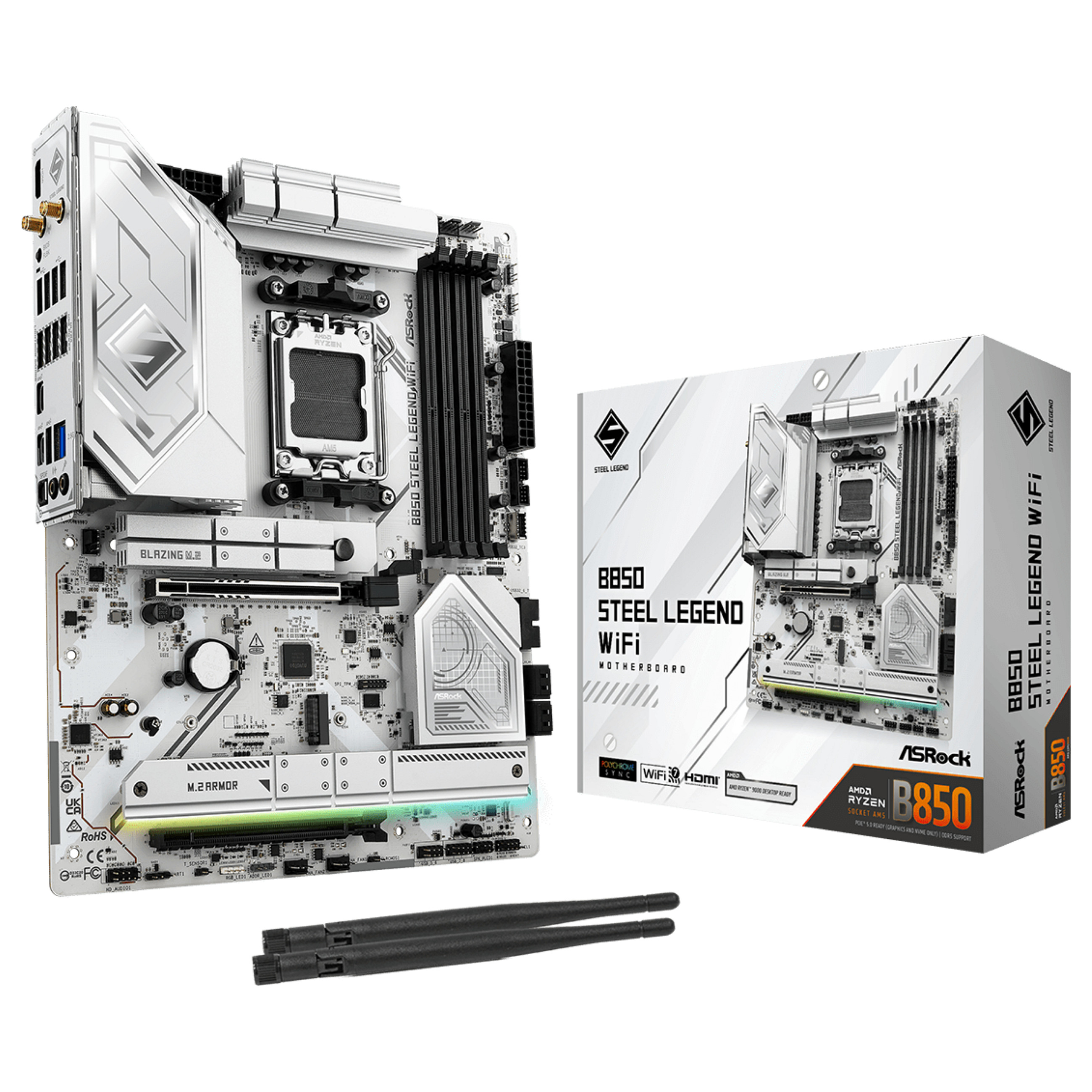 Pllakë Amë AMD AM5 ASROCK B850 Steel Legend WiFi / DDR5 / ATX / HDMI