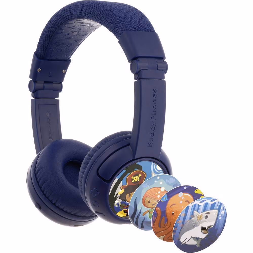 Kufje pa kabllo BuddyPhones Play+, Bluetooth, me Kabllo AUX – Blu