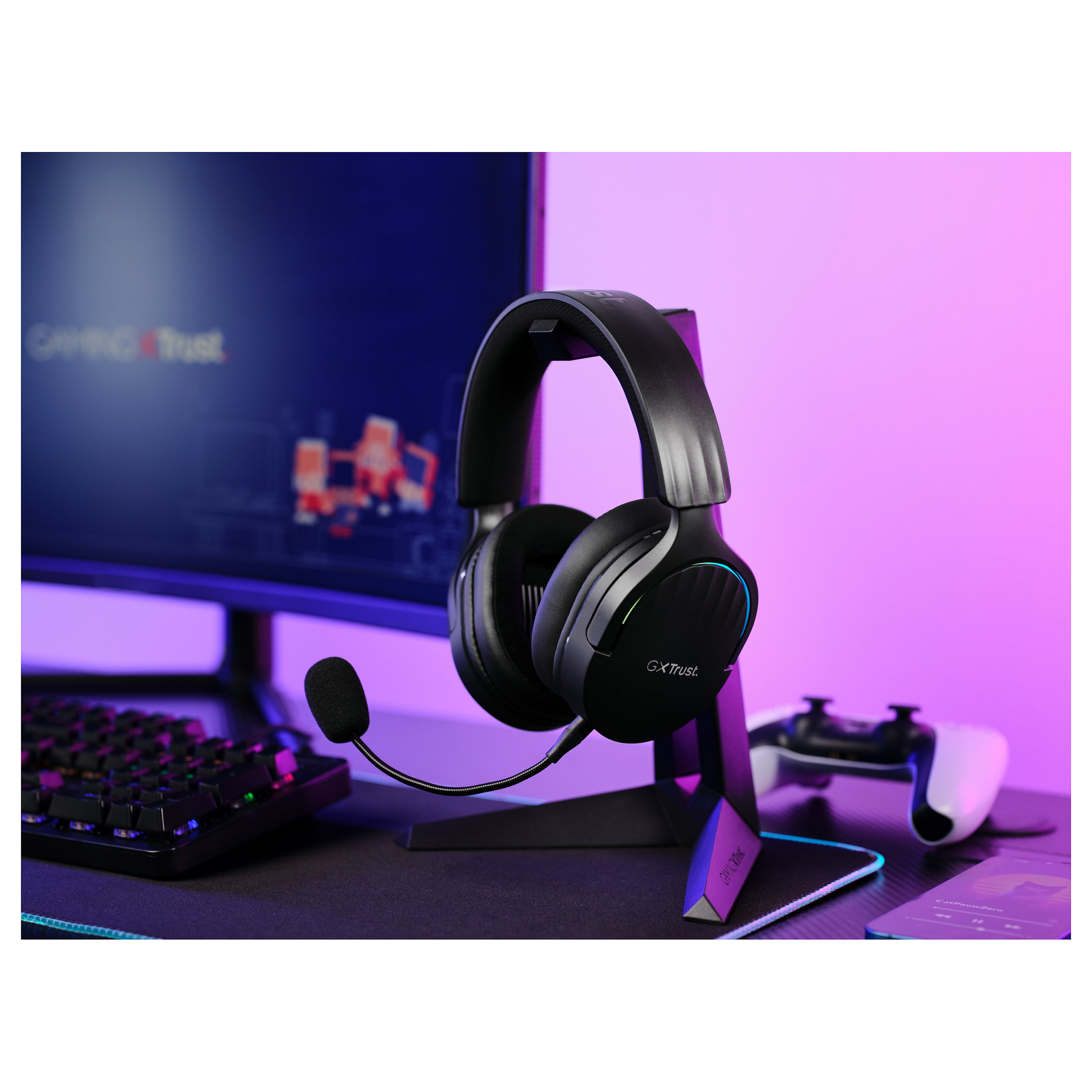 Kufje Gaming Trust GXT 491 Fayzo, 50mm, Wireless & Wired, 2.4GHz, Bluetooth, 7.1, RGB - Zezë 9