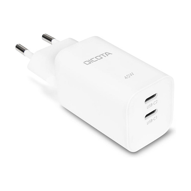 Adapter DICOTA D32182, 2x USB-C, 45W, GaN, Power Delivery 3.0, EU - Bardhë 3