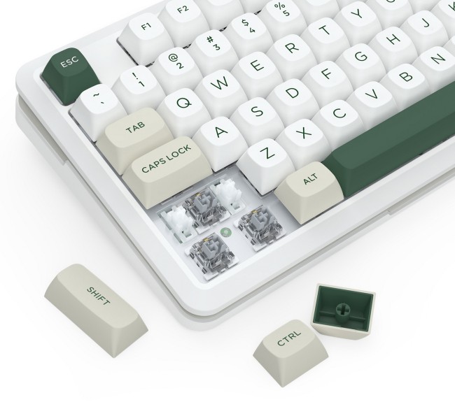 Tastierë Gaming Redragon K734WCG RGB Pro Wildslash / Wired&Wireless / QWERTY – Bardhë/Gjelbër 2