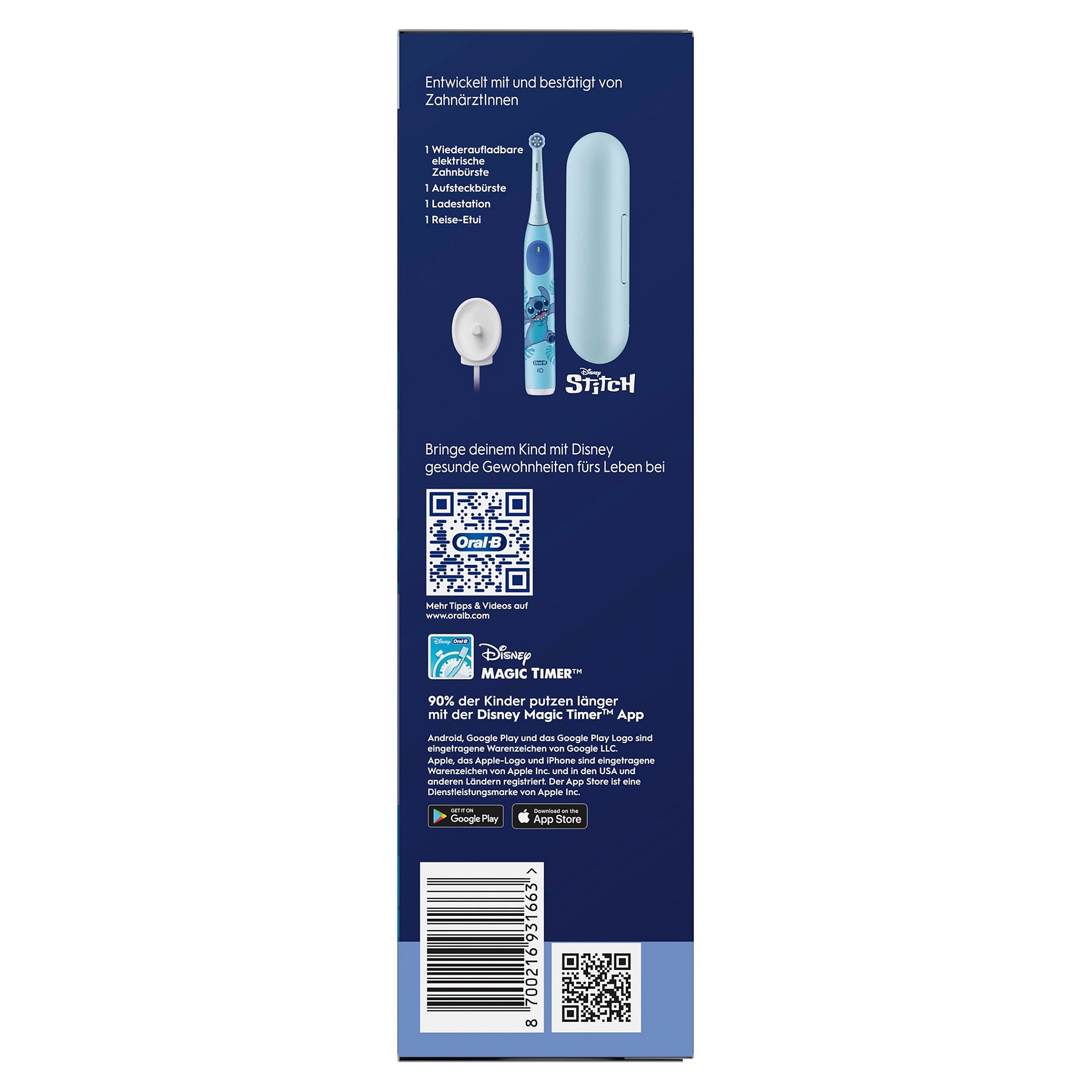 Furçë dhëmbësh elektrike për fëmijë Oral-B iO Kids 6+ / Stitch / 3 Modalitete / Kohëmatës 2 Minuta / Kuti Udhëtimi – Blu/Bardhë 5