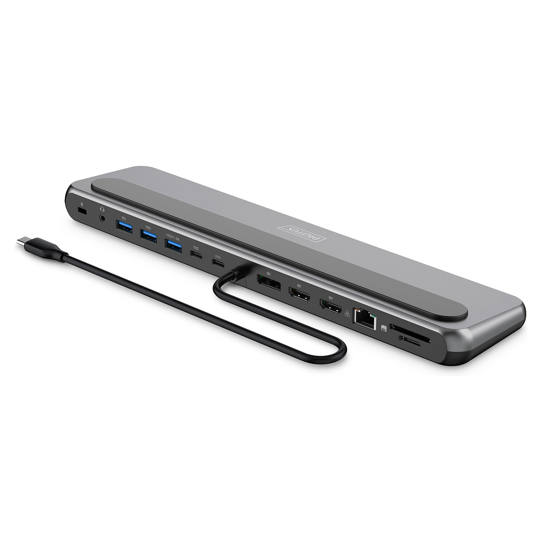 Docking USB-C->HDMI,DP,USBA,USBC,RJ45,PD silber thumbnail 3