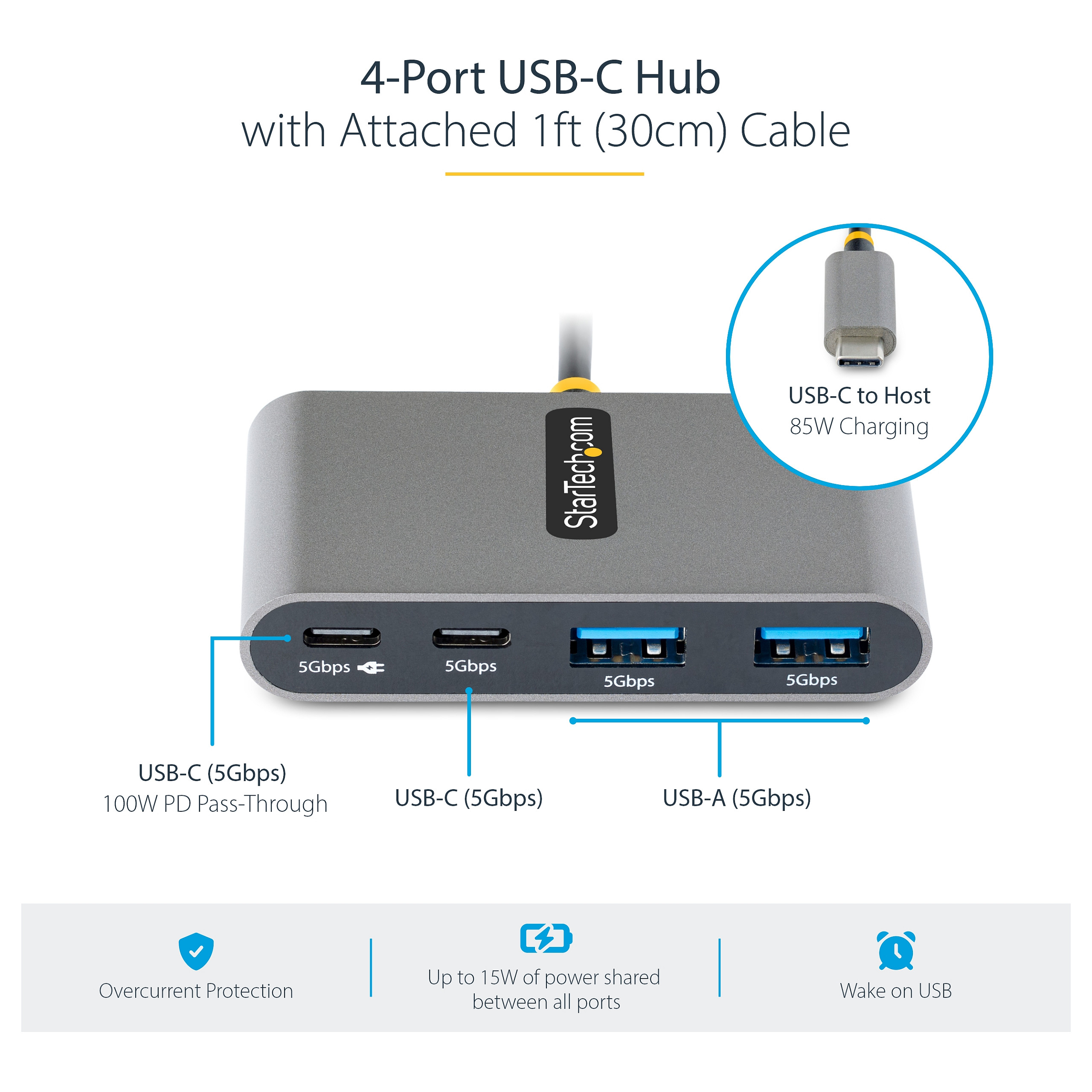 Hub StarTech 5G2A2CPDB / 2x USB-A + 2x USB-C / 5Gbps / 100W PD – Hiri 7