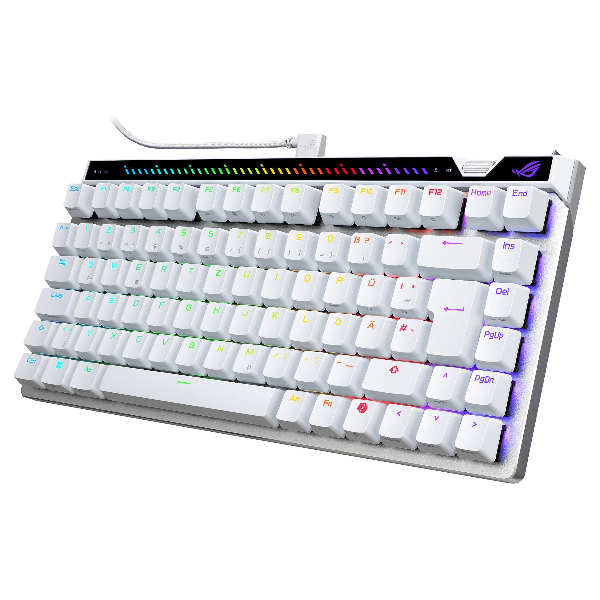 Tastierë Gaming ASUS ROG Falchion Ace 75 HE / Wired / QWERTZ (DE) / 75% / ROG HFX Magnetic / USB-C / 8000 Hz / RGB – Bardhë 2