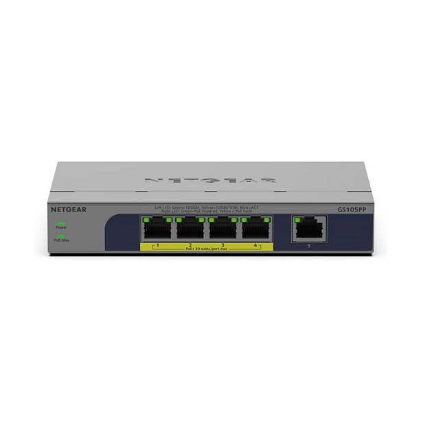 Switch NETGEAR GS105PP / Unmanaged / 5‑Port Gigabit / PoE+ / 83W thumbnail 2