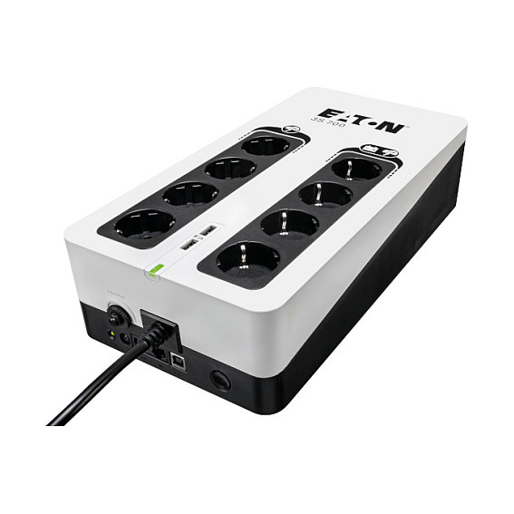 UPS Eaton 3S700D, 700 VA, 420 W, Offline, 8 Priza Schuko, Tower – Zezë, Bardhë