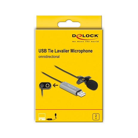 Mikrofon DeLOCK USB Lavalier Omnidireksional / Clip + 3.5mm Stereo Jack - Zezë thumbnail 3