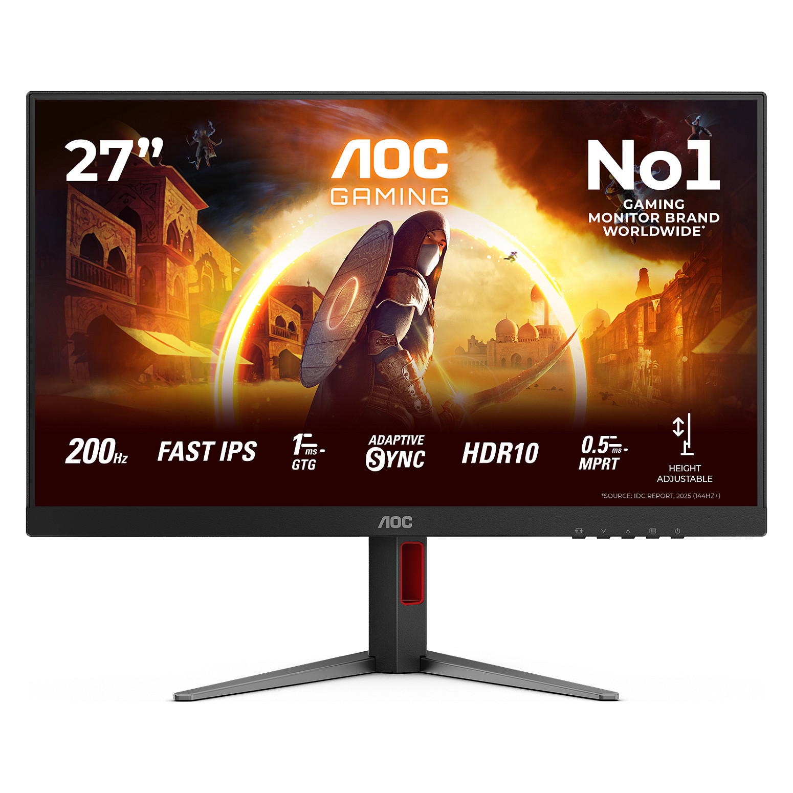 Monitor Gaming AOC 27G4HA / 27"/ Full HD Fast IPS / W-LED / 200Hz / 1ms / HDMI + DisplayPort - Zezë/Kuqe