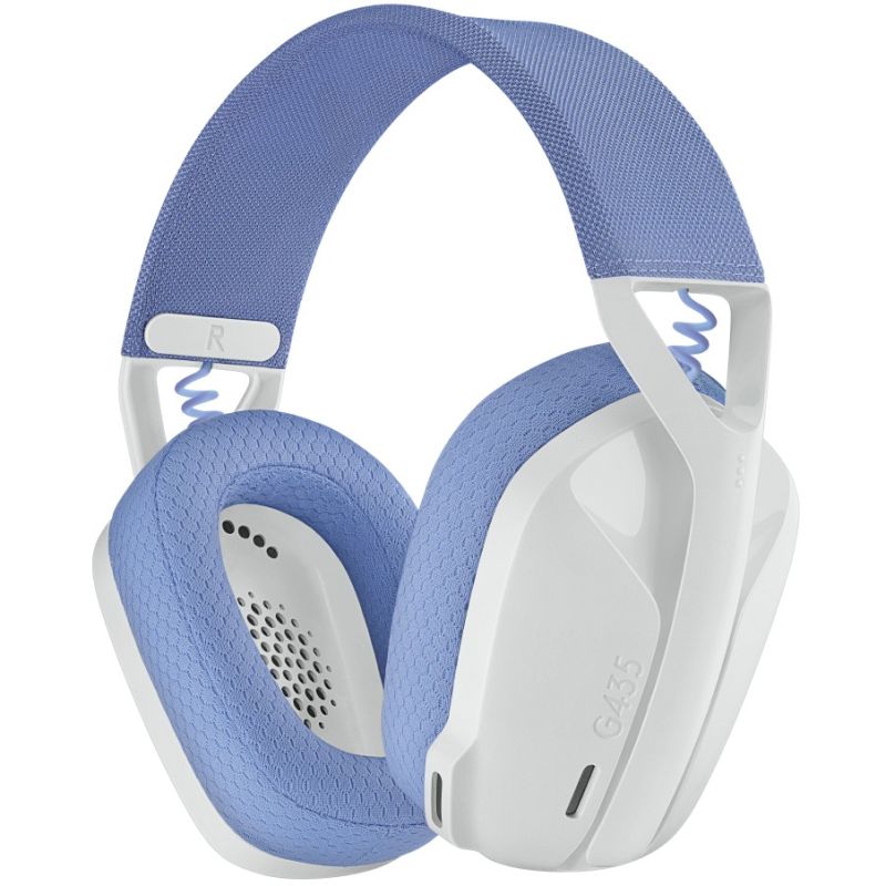 Logitech G435 LIGHTSPEED – Kufje Gaming pa Kabllo, Wireless 2.4GHz, Bluetooth, 40mm, Dual Beamforming, USB-C, 18h – Bardhë/Blu 4