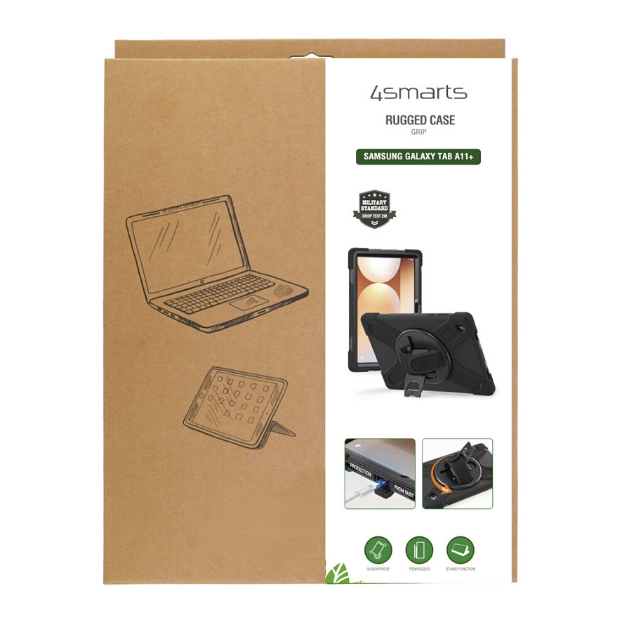 Aksesorë për Tablet 4smarts Rugged Case Grip / Samsung Galaxy Tab A11+ / PC + TPU / Stand / Mbajtës për Laps – Zezë 3