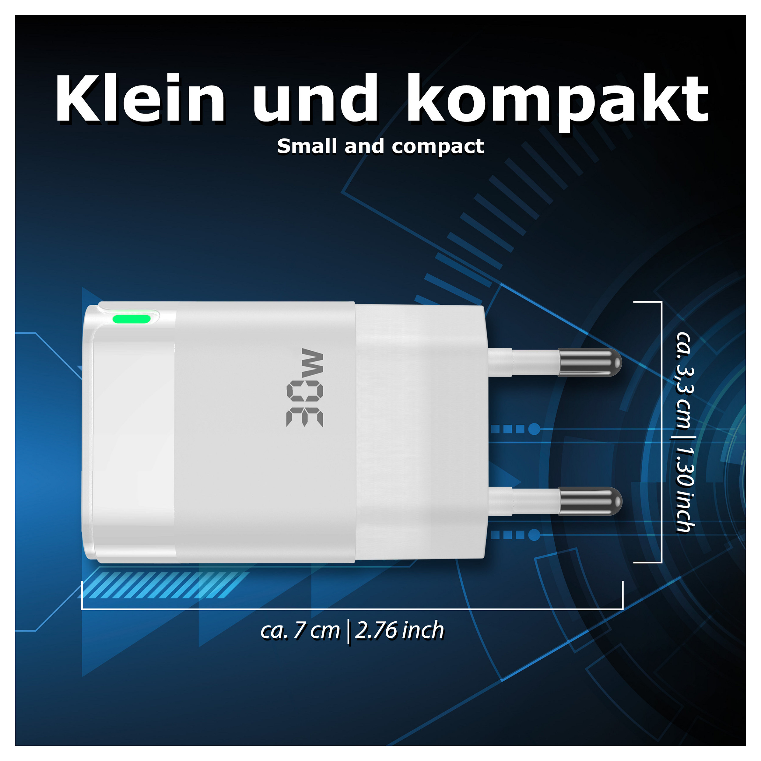 Karikues PEDEA Dual Mini / USB-C, USB-A / PD / 30W – Bardhë thumbnail 4