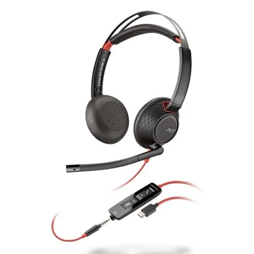 Kufje me kabllo Poly Blackwire 5220 / USB-C Headset + USB-C/A Adapter - Zezë