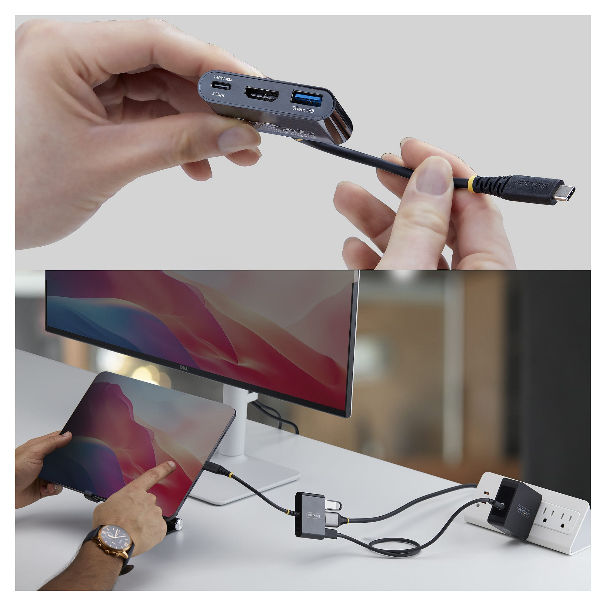Adapter Multiport USB-C StarTech 168B-USBC-MULTIPORT, HDMI 4K@60Hz, USB-A 5Gbps, USB-C, 140W PD - Zezë 4