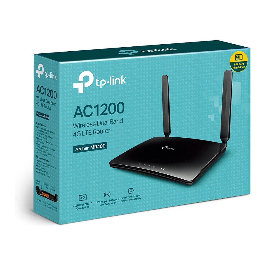 TP-Link Archer MR400, Ruter 4G LTE Cat 4, Wi-Fi 5 AC1200, Dual-Band, 1× LAN/WAN + 3× LAN 10/100 Mbps, Micro-SIM – Zezë 4